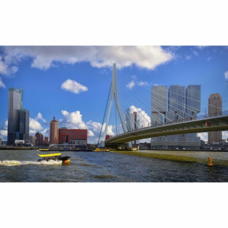 Fotobehang skyline Erasmusbrug Rotterdam. De mooiste natuur wallpapers uit onze topcollectie Nederlandse landschappen en steden